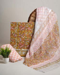 Shop Block Print Suits with Chiffon Dupatta for Women Online