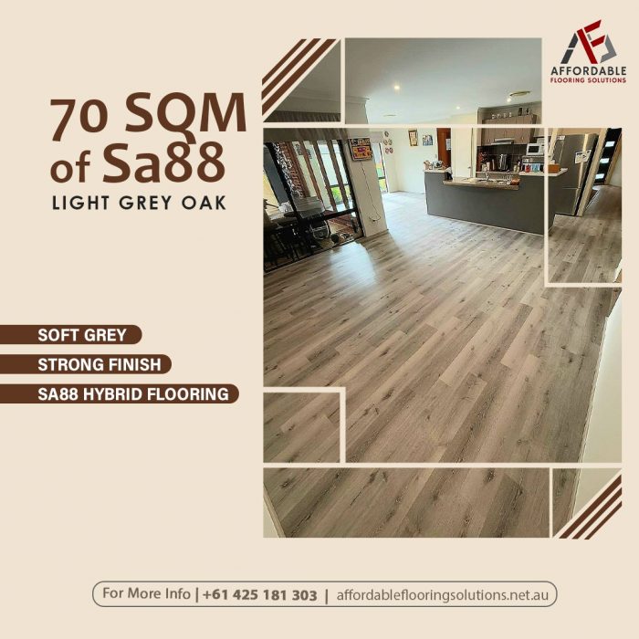 70sqm of SA88 Light Grey Oak Hybrid Flooring Installed