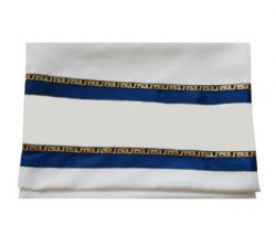 Gold, Blue and Black Decorated Wool Tallit Prayer Shawl