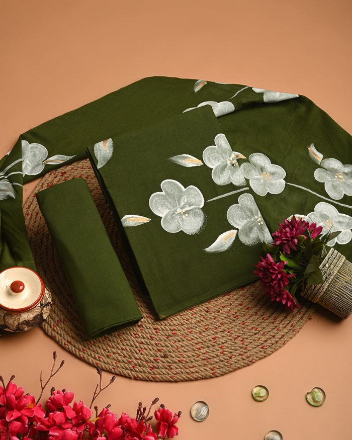 Buy Hand Block Cotton Suits with Floral Print Dupattas Online
