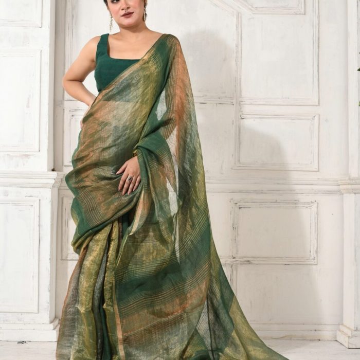 Metallic Linen Handloom Saree | Karustuti
