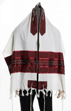 Bordeaux Star of David Tallit, Bar Mitzvah Tallit