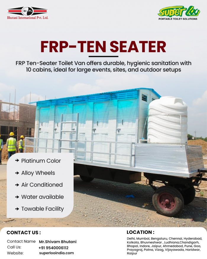 Mobile FRP Ten Seater Toilet Van by Superloo India