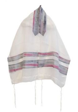 Pink and Gray Blend Silk Stripes Bat Mitzvah Tallit