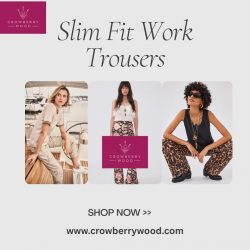 Slim Fit Work Trousers Elegant Office Wear by Crowberry Wood