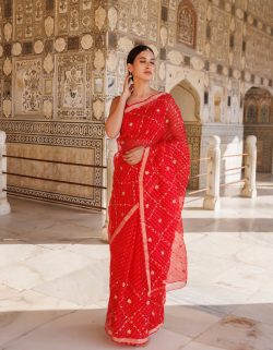 Buy Karwachauth Saree for Karva Chauth Shopping at Geroo Jaipur