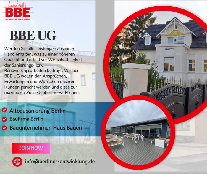 Bauunternehmen Haus bauen | BBE UG Berlin & Umland