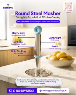 Strong Grip Round Steel Masher by Gee Enterprises