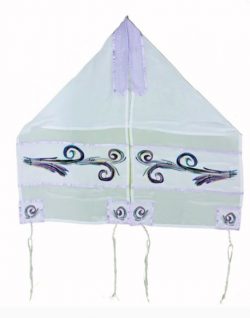 Musical Tallit for Women in Lilac Shades, Silk Tallit for Girl