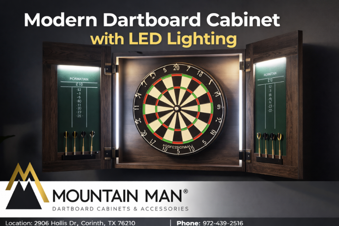 Mountain Man dartboard cabinets and accessories
