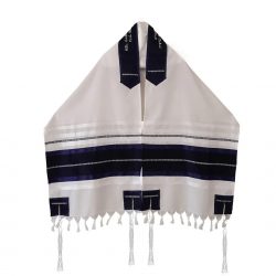 White and Blue Men’s Tallit, Bar Mitzvah Tallit Set
