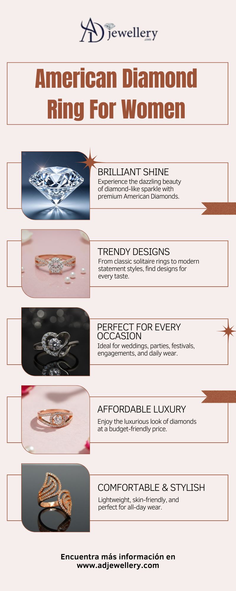 American Diamond Ring For Women