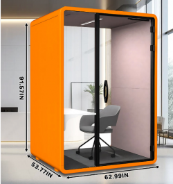 Medium Soundproof Room with Orange Decorative Sound Absorbing Panels