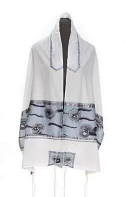 Black Roses Silk Tallit for Women, Feminine Tallit