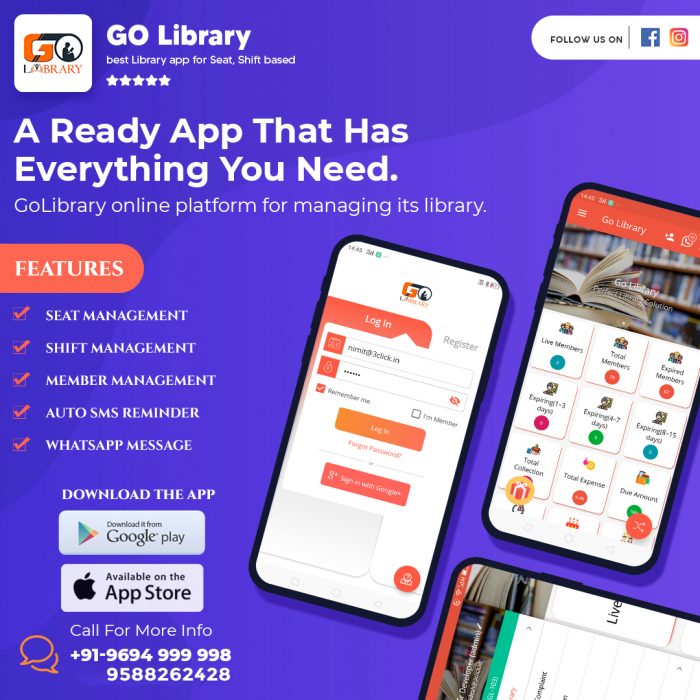 Golibrary – Digital Library Management App with Smart Seat Management