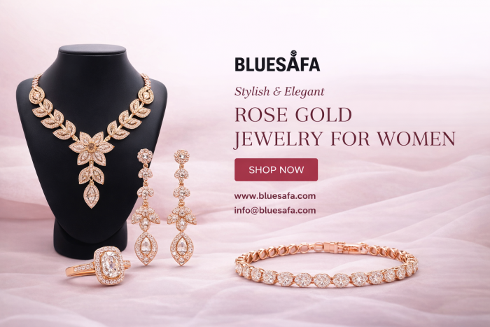 Trendy Rose Gold Jewelry for Women | Blue Safa