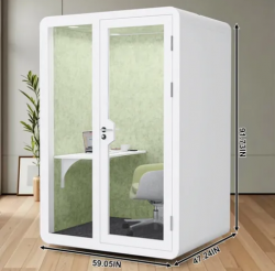 Enclosed Soundproofed Privacy Pod – Light Green Texture Stylish Design
