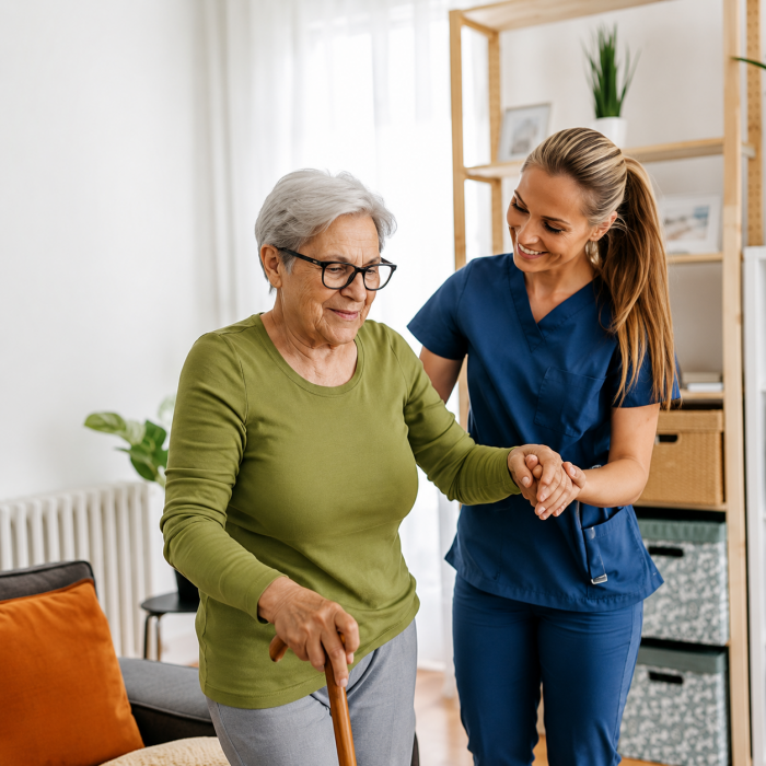 Assisted Living Pasadena Caregiver Supporting Senior at Home