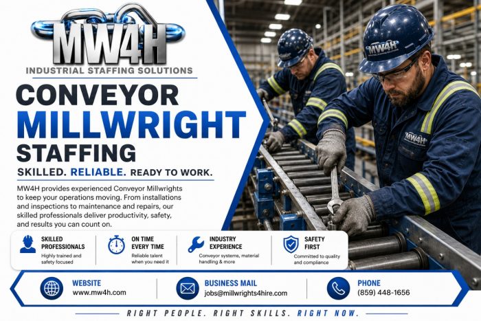 Conveyor Millwright Staffing Workers With Millwrights4Hire