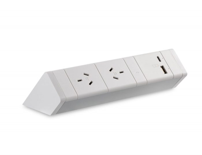 CM Athena Above Desk Power Rail – 2GPO & 1 Inline USB-C/A Port