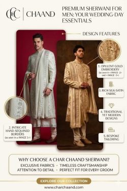 Premium Sherwani For Men – Elevate Your Wedding Style with Char Chaand