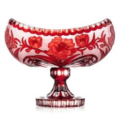 Bohemia Crystal Hand cut footed bowl Sakura Ruby 305mm