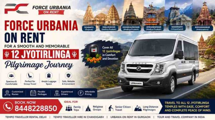 Comfortable Group Travel with Force Urbania on Rent for 12 Jyotirlinga Tours