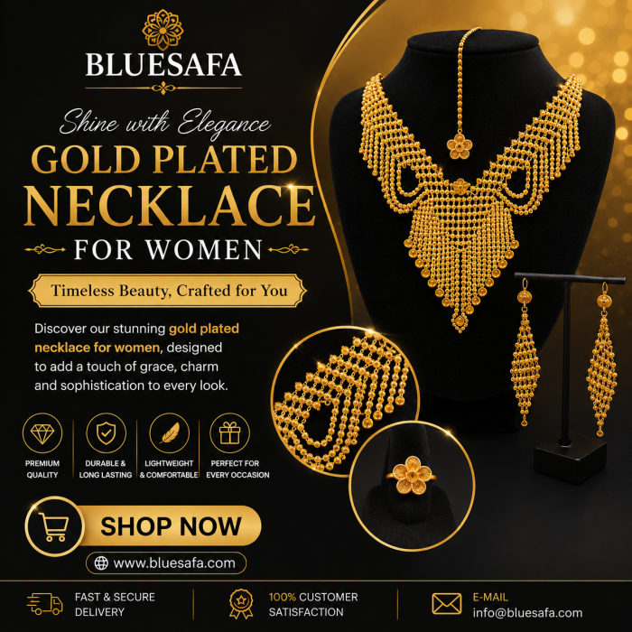 Premium Gold Plated Necklace for Women | Blue Safa