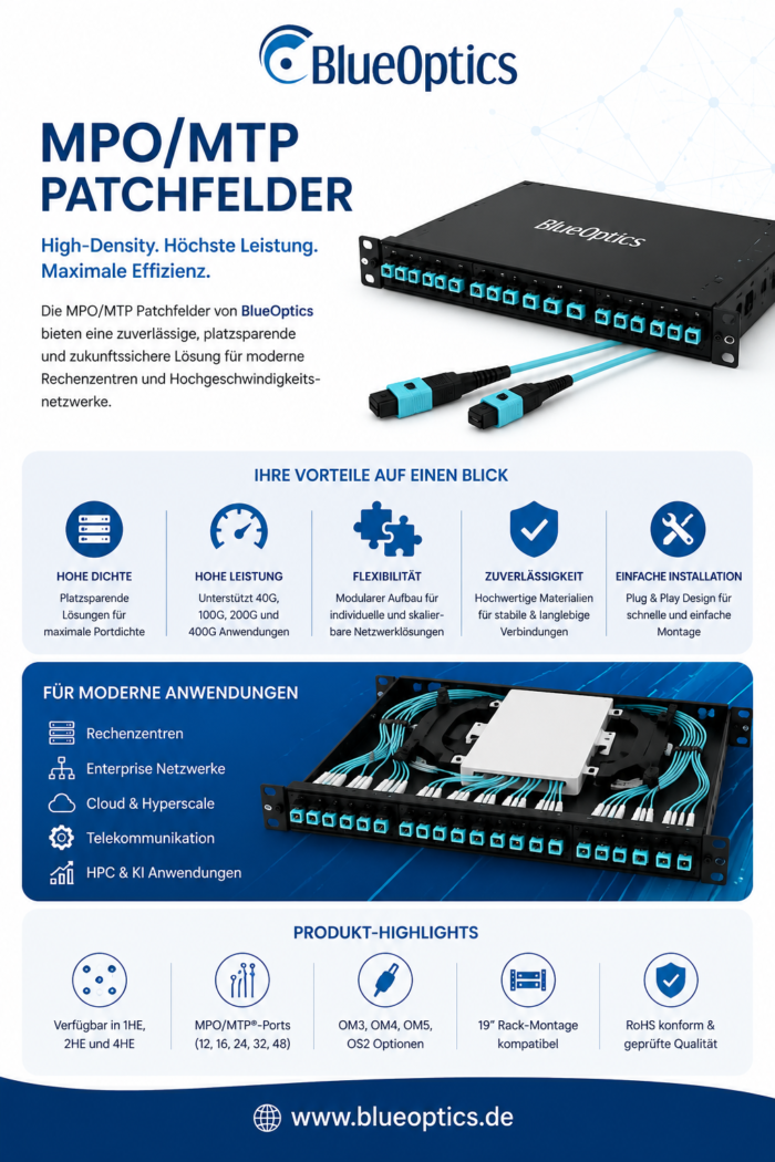 MPO/MTP Patchfelder für Effizientes Kabelmanagement