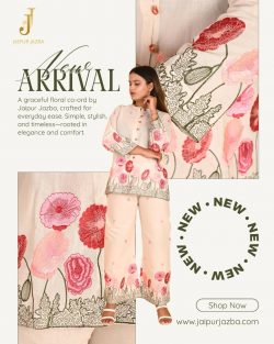 Jaipur Jazbaa – Elegant V Neck Floral Cotton Short Kurti for Timeless Fashion