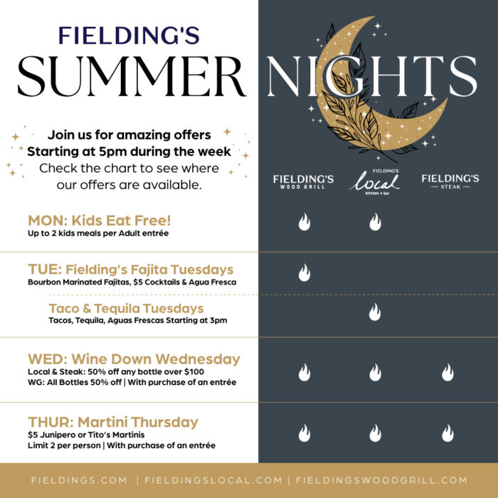Fielding’s Summer Nights: Delicious Offers, Great Drinks & Weeknight Dining Specials