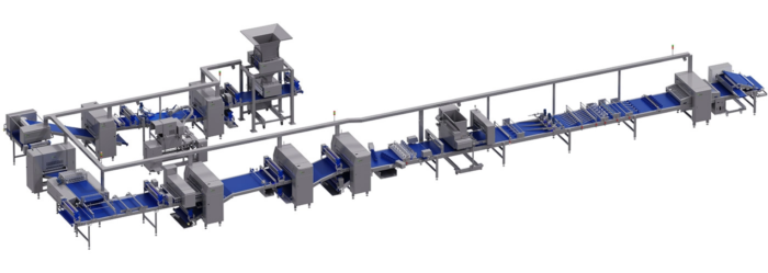 Industrial long bread filling line