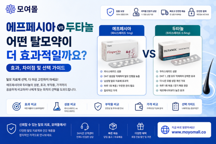 에프페시아 두타놀 어떤 탈모약이 더 효과적일까요 효과 차이점 선택 가이드