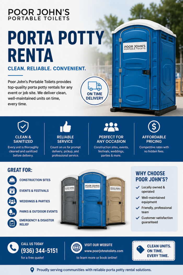 Porta Potty Rental | Clean Portable Toilets | Poor John’s