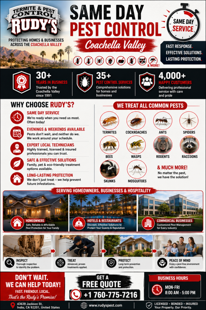 Same Day Pest Control Coachella Valley | Best Pest Control Near Me