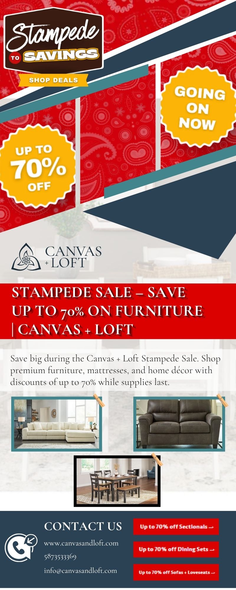 Stampede Sale – Save Up to 70% on Furniture Canvas + Loft