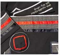 Black Tallit for Men with Red, Bar Mitzvah Tallit Prayer Shawl Tzitzit