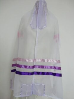 Tallit for women with Lilac and Purple Stripes