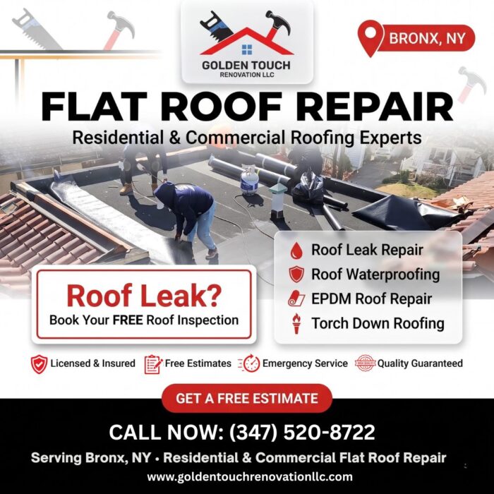 Flat Roof Repair in Bronx NY | Golden Touch Renovation