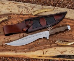 D2 Steel Bowie Knife With Brown Micarta Handle