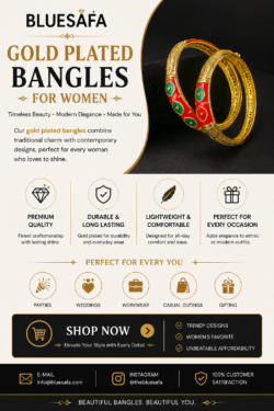 Stylish Gold Plated Bangles for Women by Blue Safa Store