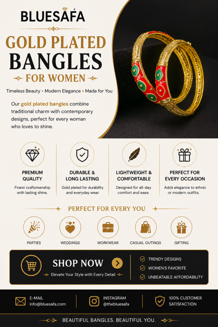 Stylish Gold Plated Bangles for Women by Blue Safa Store