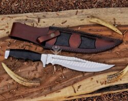 Large D2 Steel Bowie Knife With Black Micarta Handle
