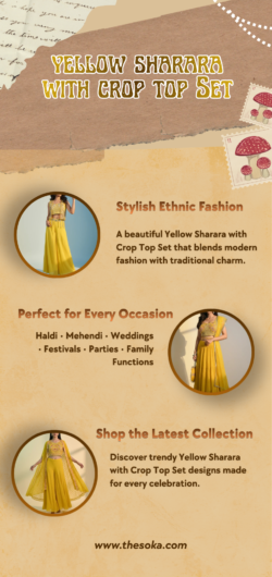 yellow sharara with crop top set