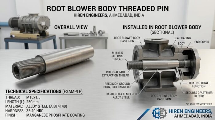 Root Blower Body Threaded Pin – Hiren Engineers