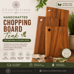 Handcrafted Chopping Board Teak for Natural Kitchen Décor
