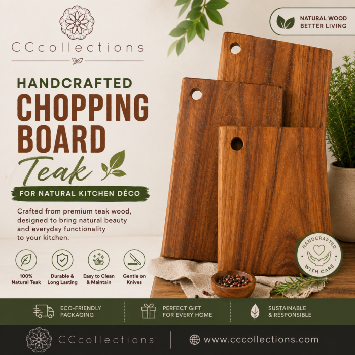 Handcrafted Chopping Board Teak for Natural Kitchen Décor