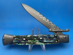 AKC World 9” Abalone “Fully Dressed” Damascus Fileworked Bayonet Swinguard