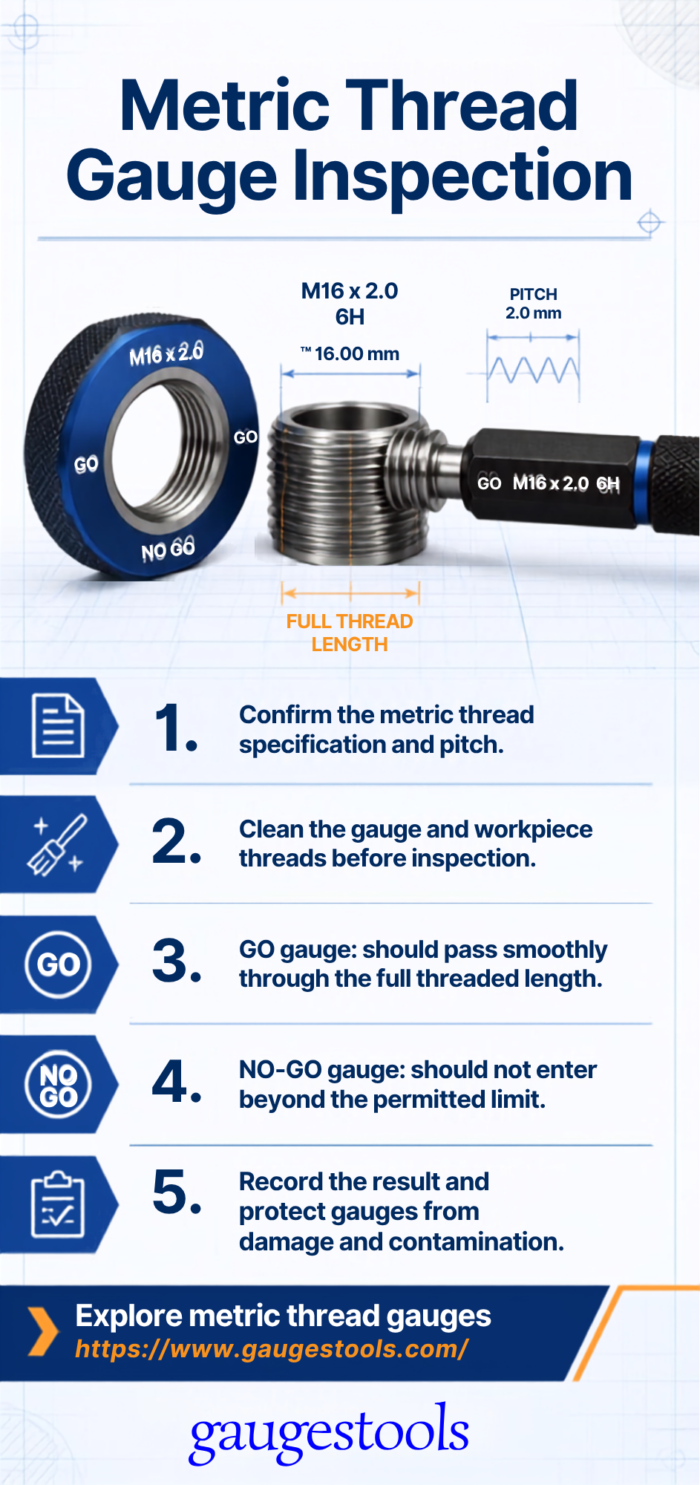 Metric Thread Gauge for Precision Thread Inspection
