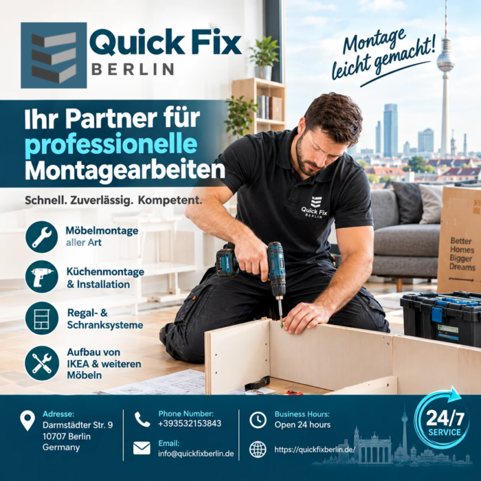 Schnelle Möbelmontage in Berlin – 24/7 professioneller Installationsservice
